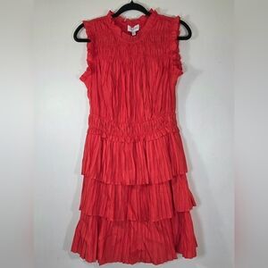 NEW LUCY PARIS TORY PLEATED RUFFLED DRESS.
